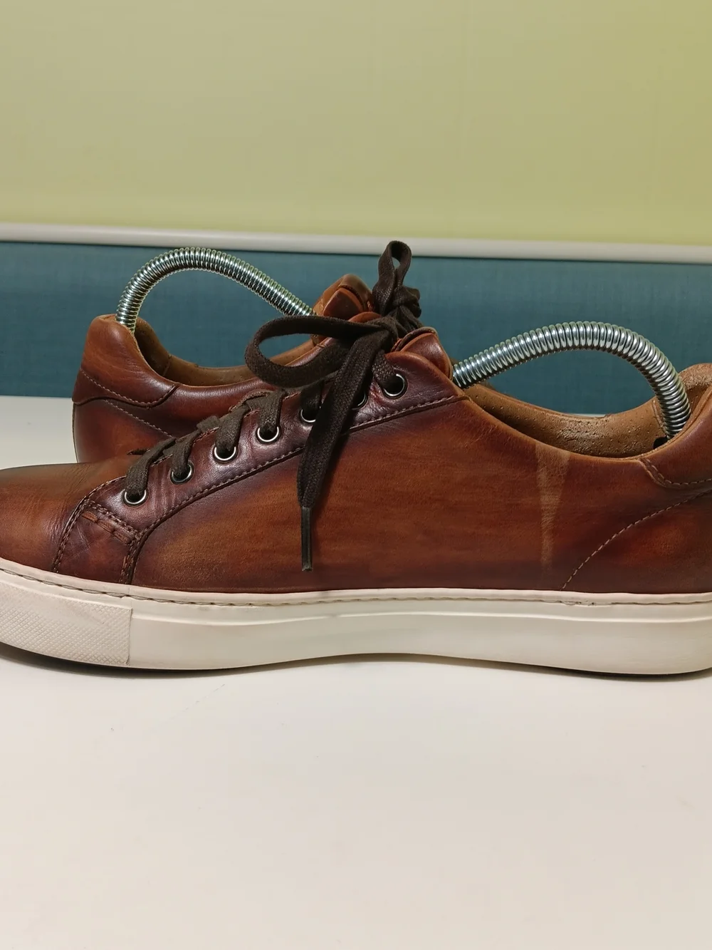 Magnanni Shoes Mens 8.5 Cognac Brown Elonso Lo Leather Sneakers Casual